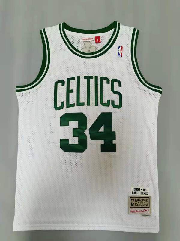 Men Boston Celtics 34 Pierce White Throwback Best mesh 2021 NBA Jersey